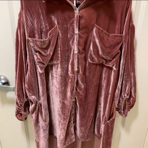 Lux velvet shirt dress